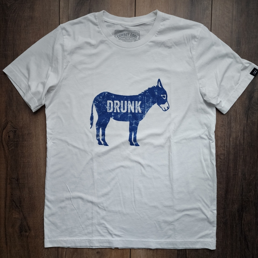 Drunk a$$ Cowboy Cool mens white tshirt size large graphic tee funny